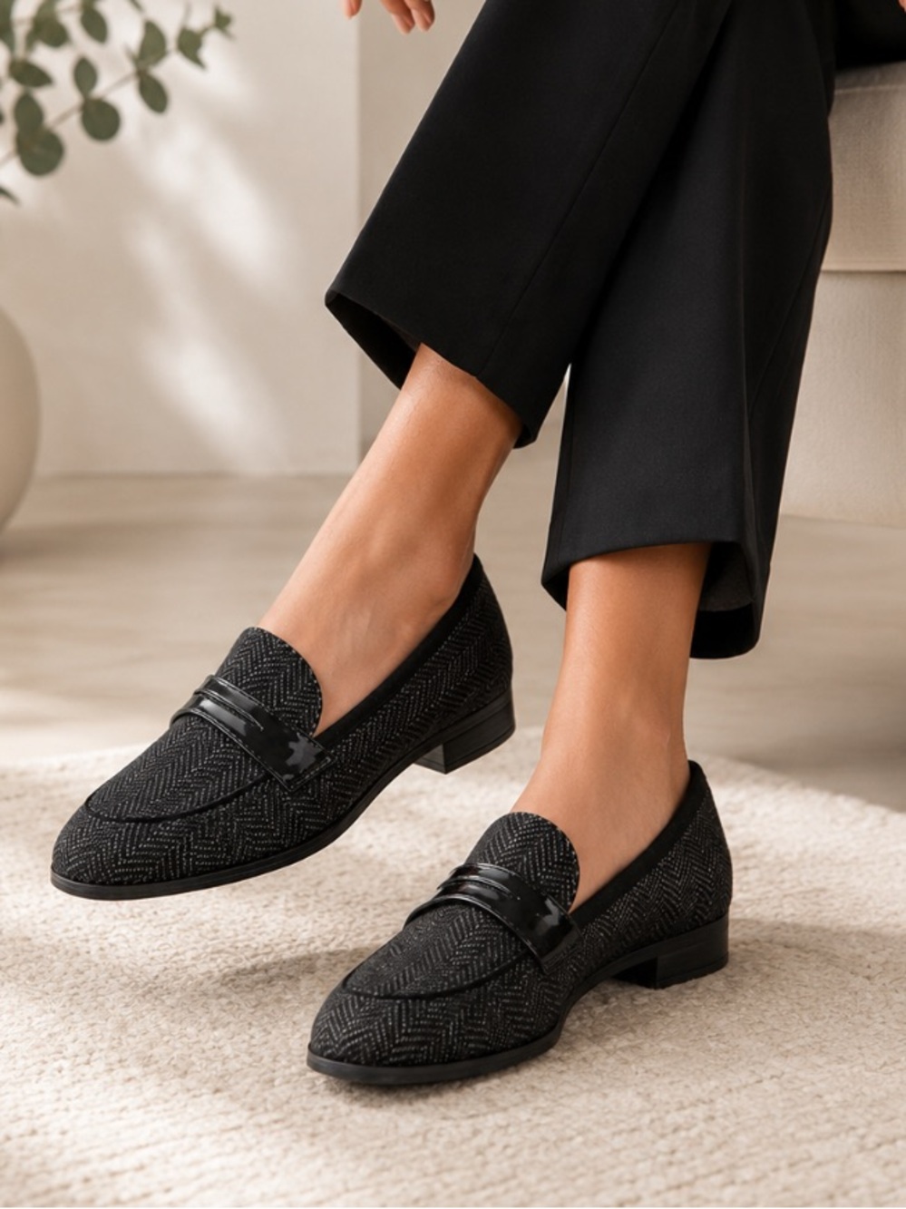 Clarks Black Tweed Loafers